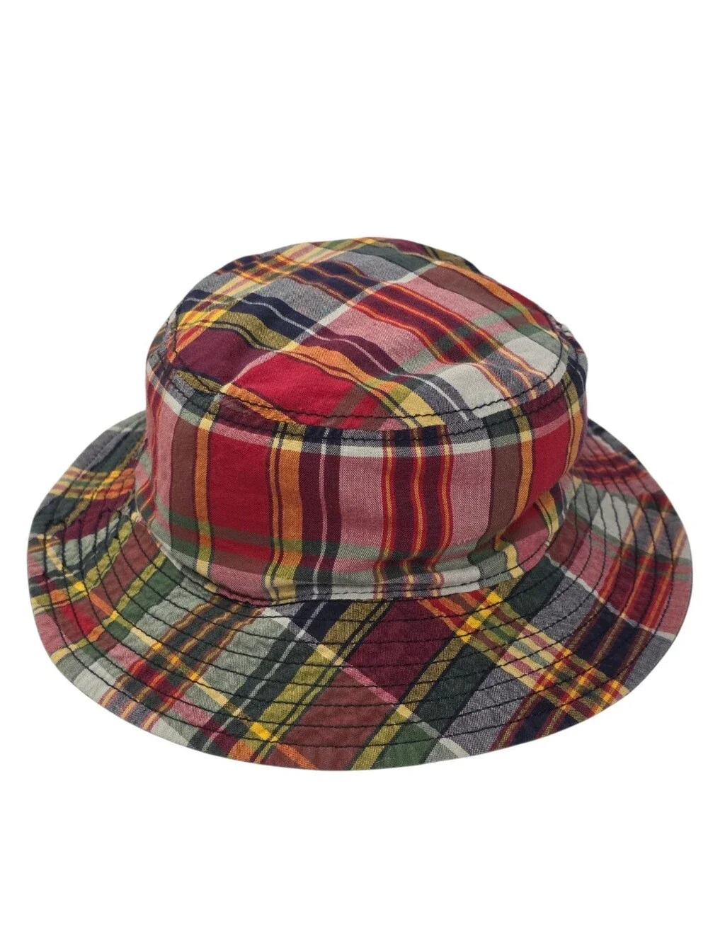 Polo Ralph Lauren Reversible Madras Plaid Bucket Hat Youth S/M Pony Logo Preppy